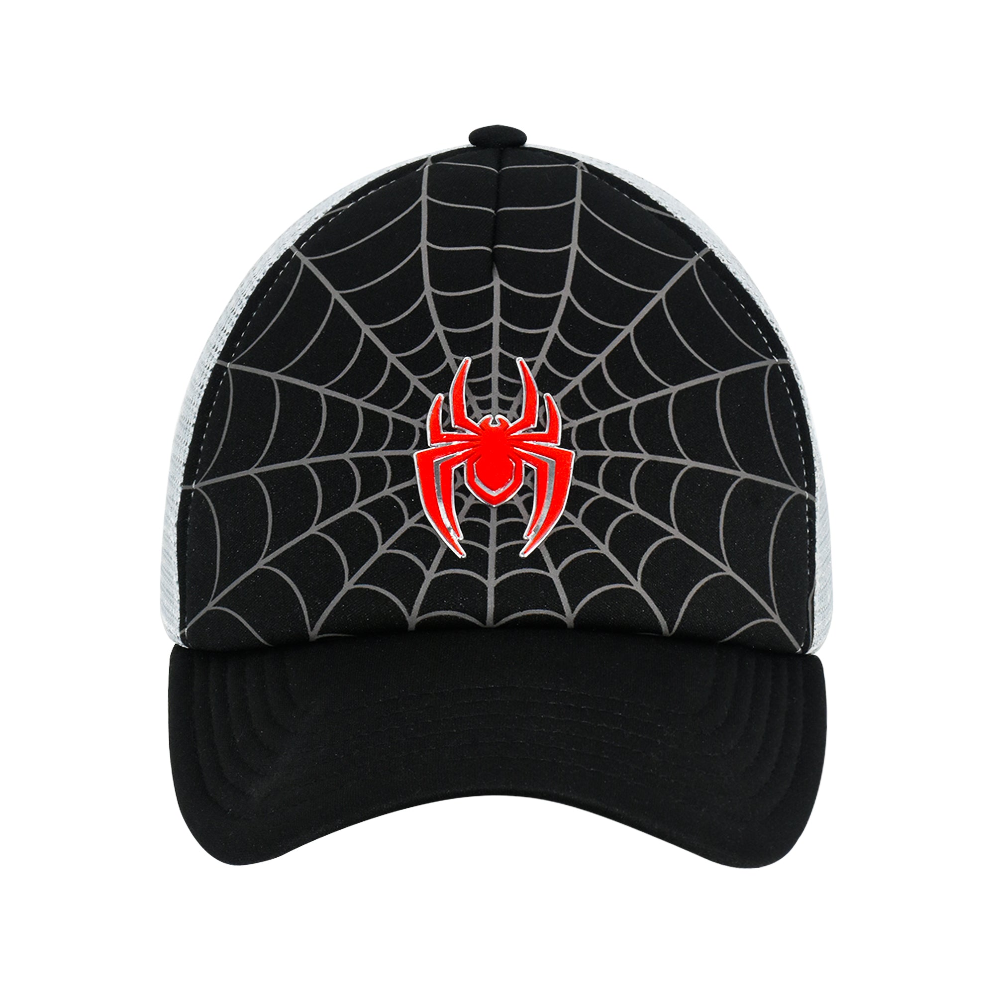 Marvel Spider-Man Baseball Cap, Miles Morales Logo Adjustable Snapback Hat with Curved Brim, Black, One Size