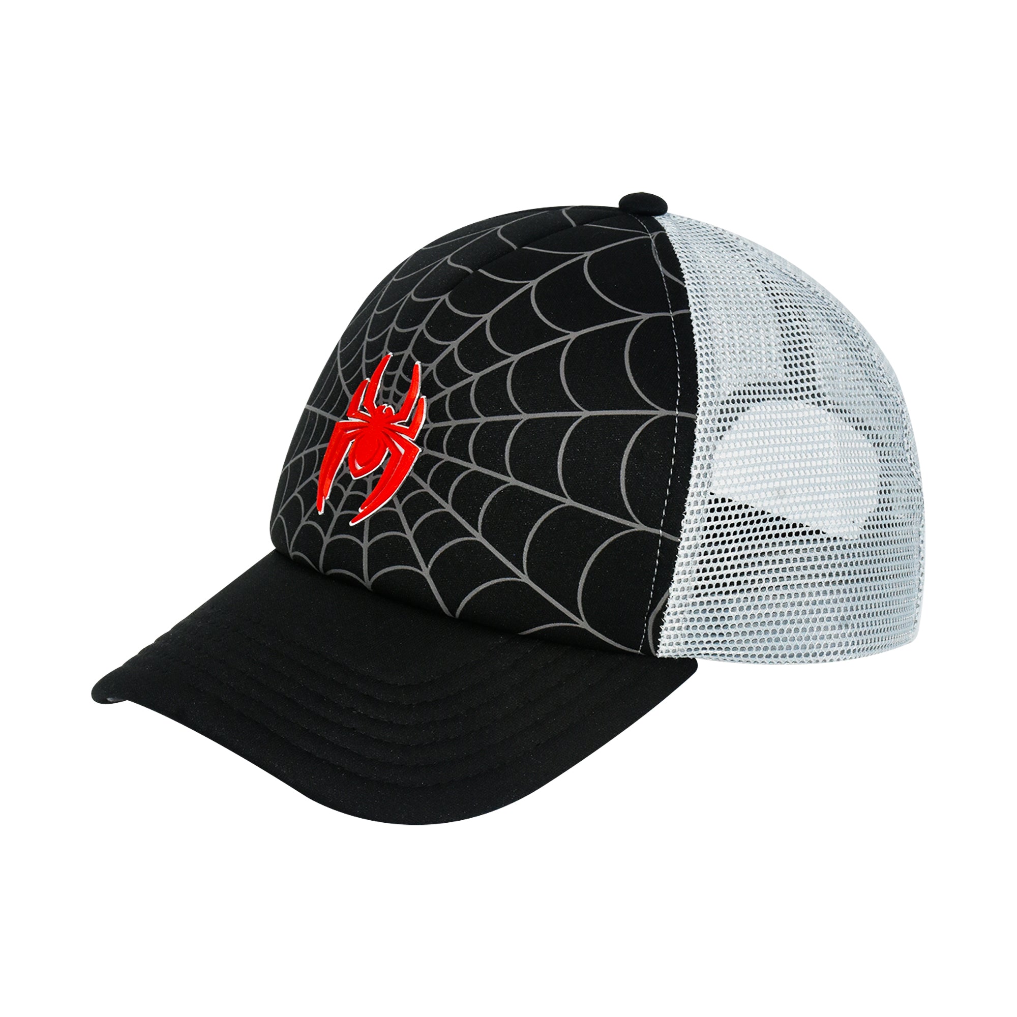 Marvel Spider-Man Baseball Cap, Miles Morales Logo Adjustable Snapback Hat with Curved Brim, Black, One Size