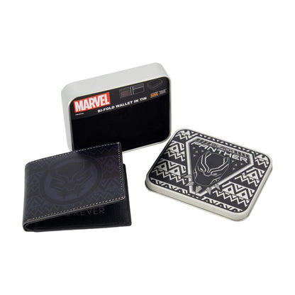 MARVEL BLACK PANTHER LOGO Bifold Wallet, Slim Wallet with Decorative Tin Unisex