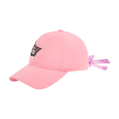 Kuromi Baseball Cap, Adult Bow Tie Hat with Curved Brim, Pink, One Size