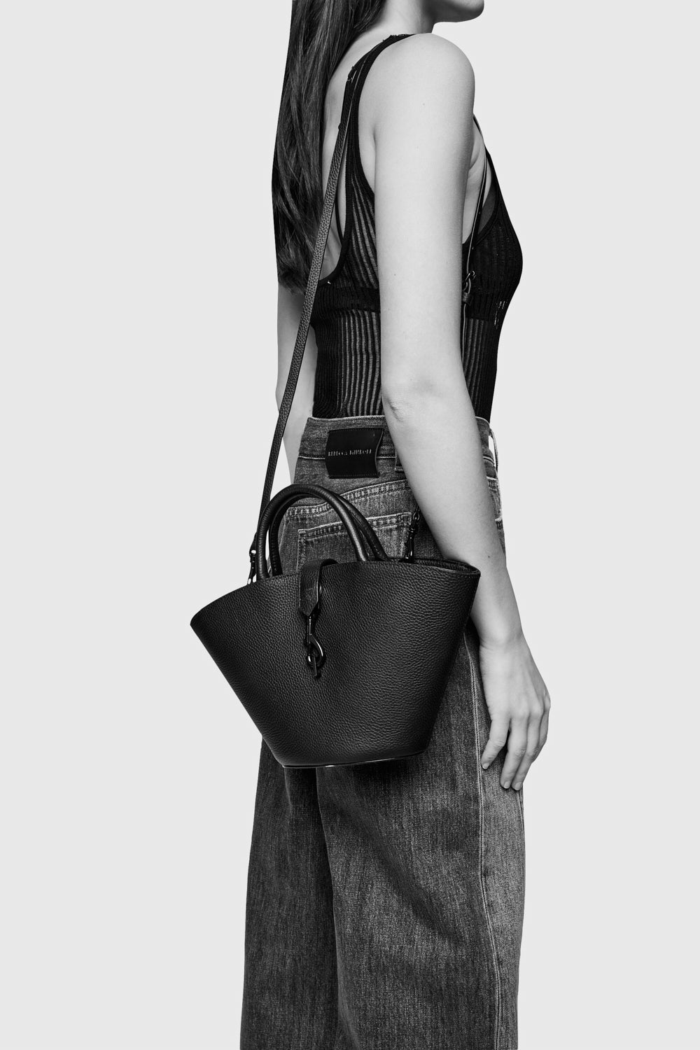 Rebecca Minkoff Megan Mini Fan Tote Black/White