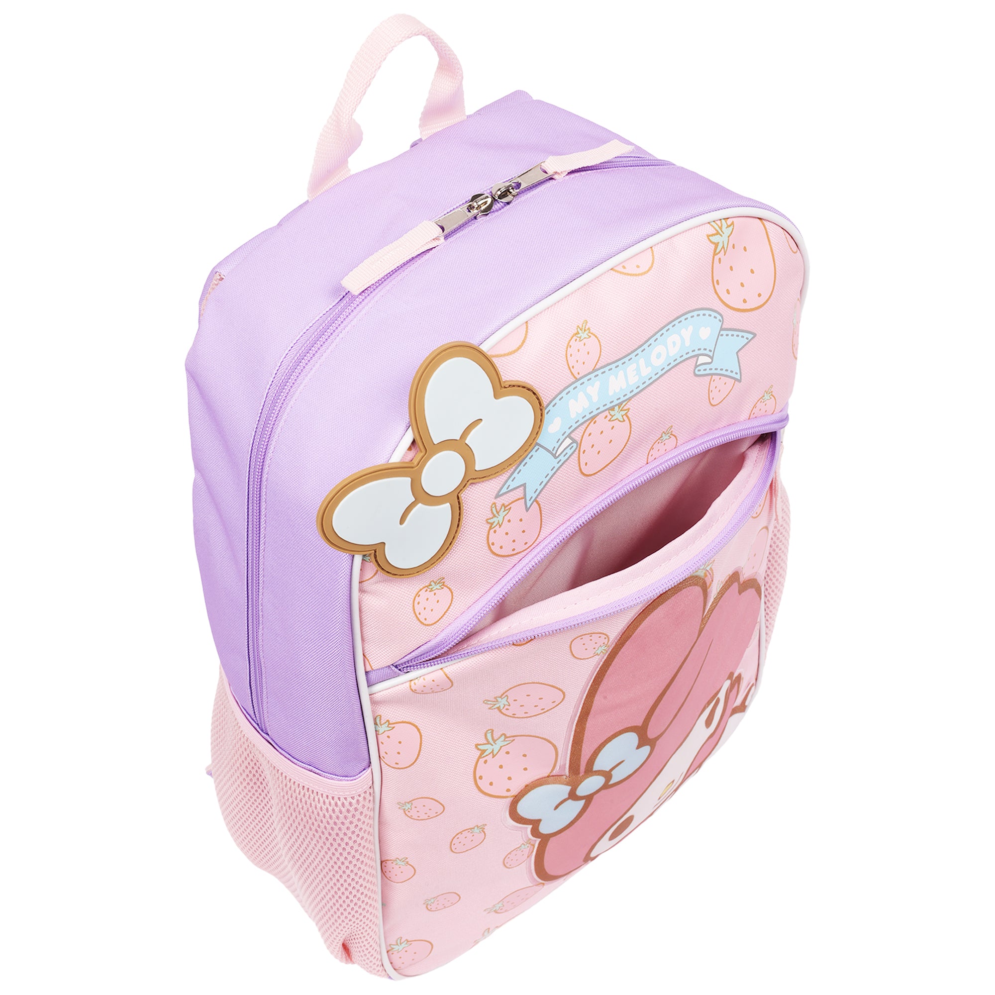 My Melody Berry Bow Full-Size Halfmoon Backpack – Strawberry Print Sanrio School Bag