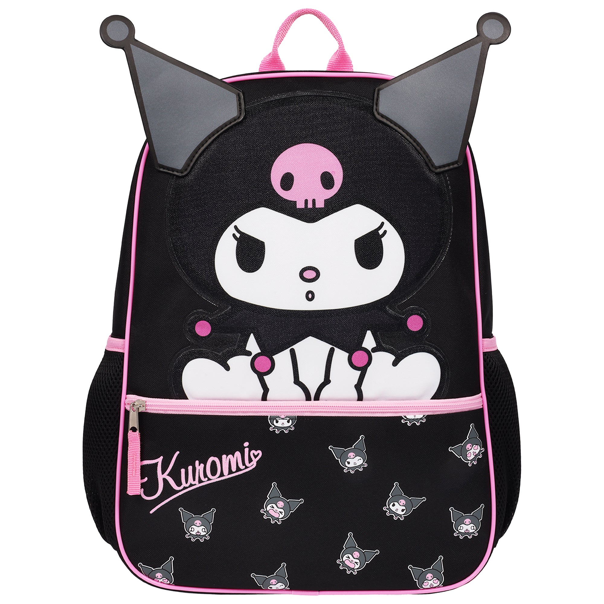 Kuromi Kids Backpack with 3D Ears – Officially Licensed Sanrio School Bag, Black & Pink