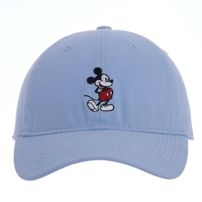 Disney Mickey Mouse Dad Cap With Brush Cotton Washed Embroidery,Lt Blue