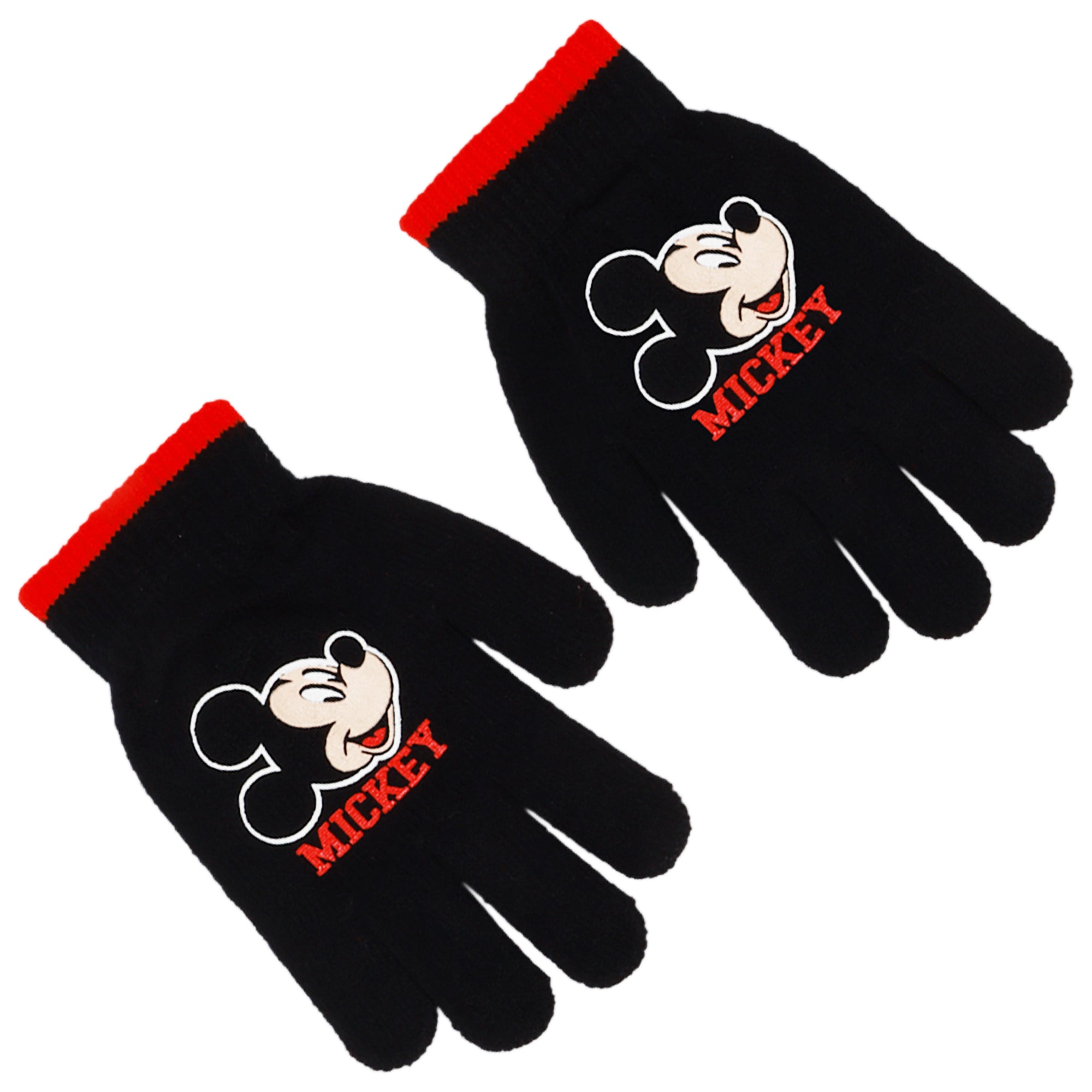 Disney Boys’ Mickey Mouse Winter Hat & 2-Pair Gloves Set – Knit Ear Flap Beanie with Pom and Character Gloves (Ages 4–7)