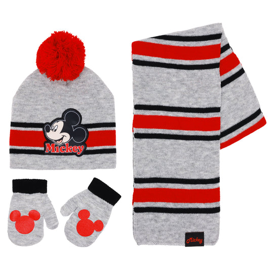 Disney Mickey Mouse Boys’ Toddler Winter Hat, Scarf & Mittens Set – 3-Piece Knit Cold Weather Accessory Set (Ages 2–4)