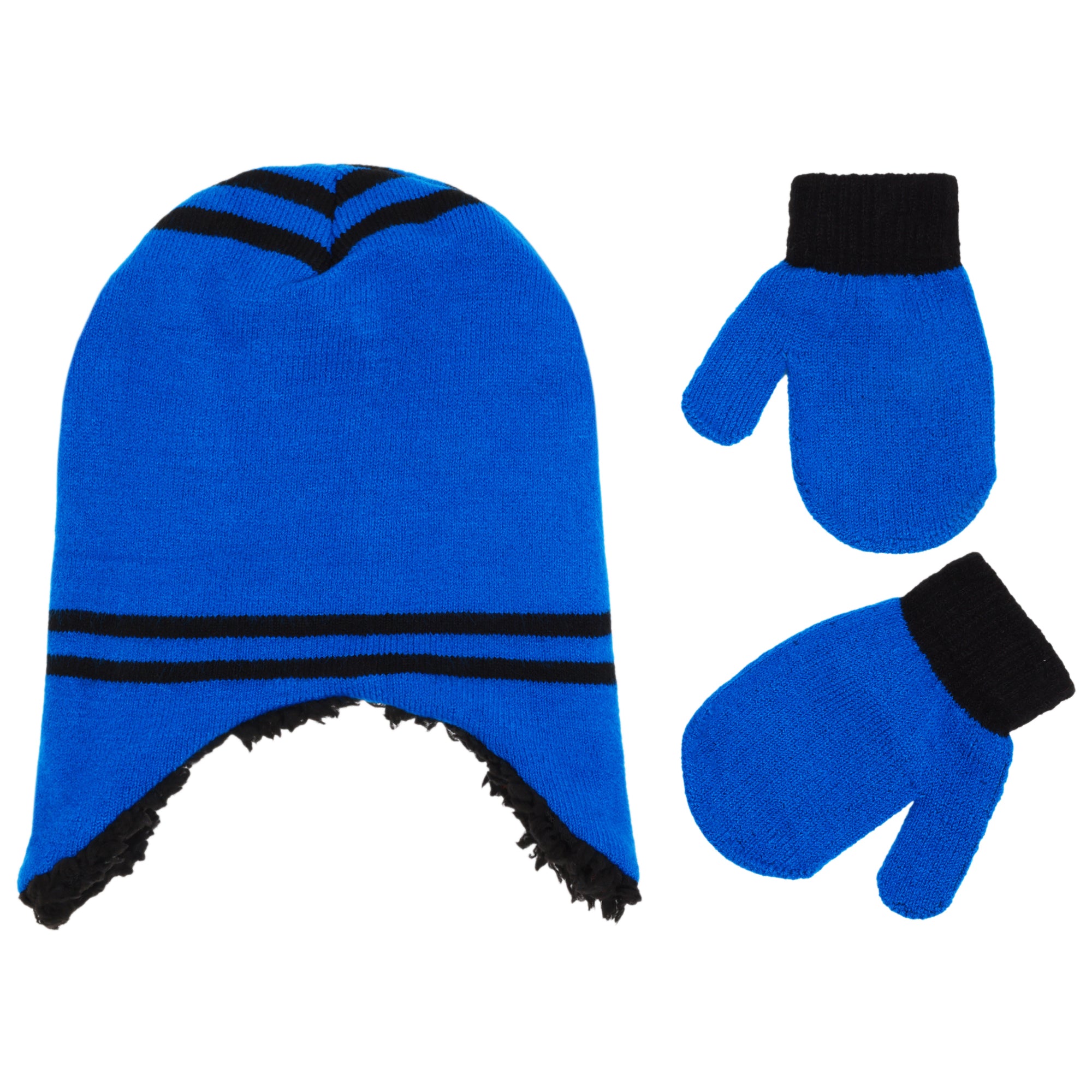 Disney Mickey Mouse Toddler Winter Hat & Mittens Set – Knit Sherpa-Lined Beanie for Boys (Ages 2–4)