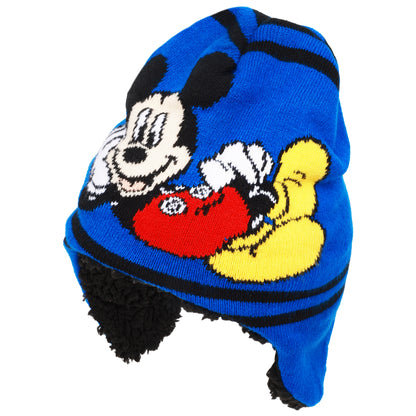 Disney Mickey Mouse Toddler Winter Hat & Mittens Set – Knit Sherpa-Lined Beanie for Boys (Ages 2–4)