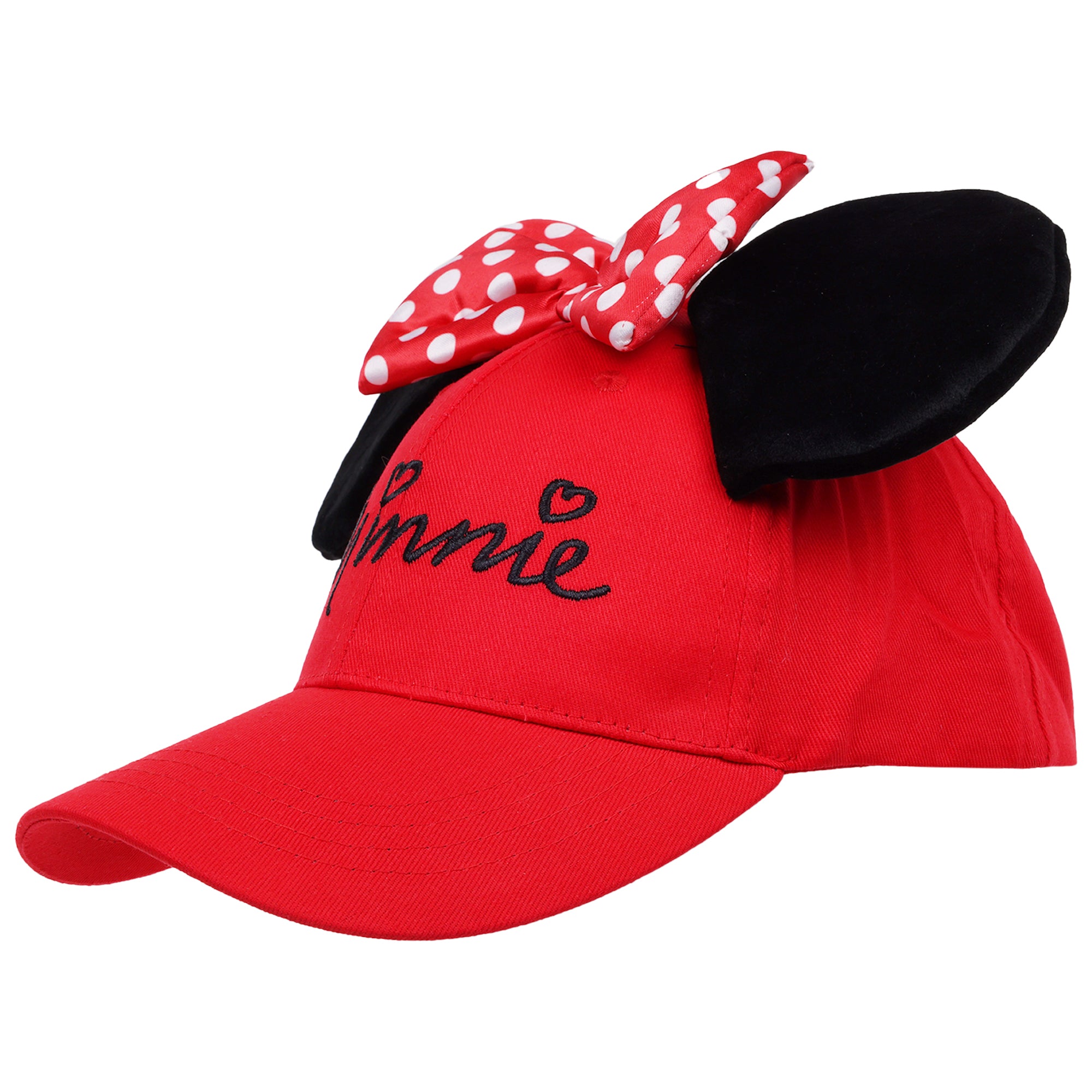 Disney Minnie Mouse 3D Bow Baseball Hat with Ears -Red