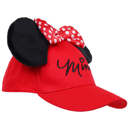 Disney Minnie Mouse 3D Bow Baseball Hat with Ears -Red