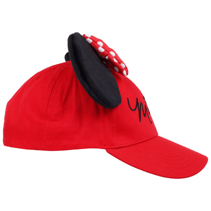 Disney Minnie Mouse 3D Bow Baseball Hat with Ears -Red