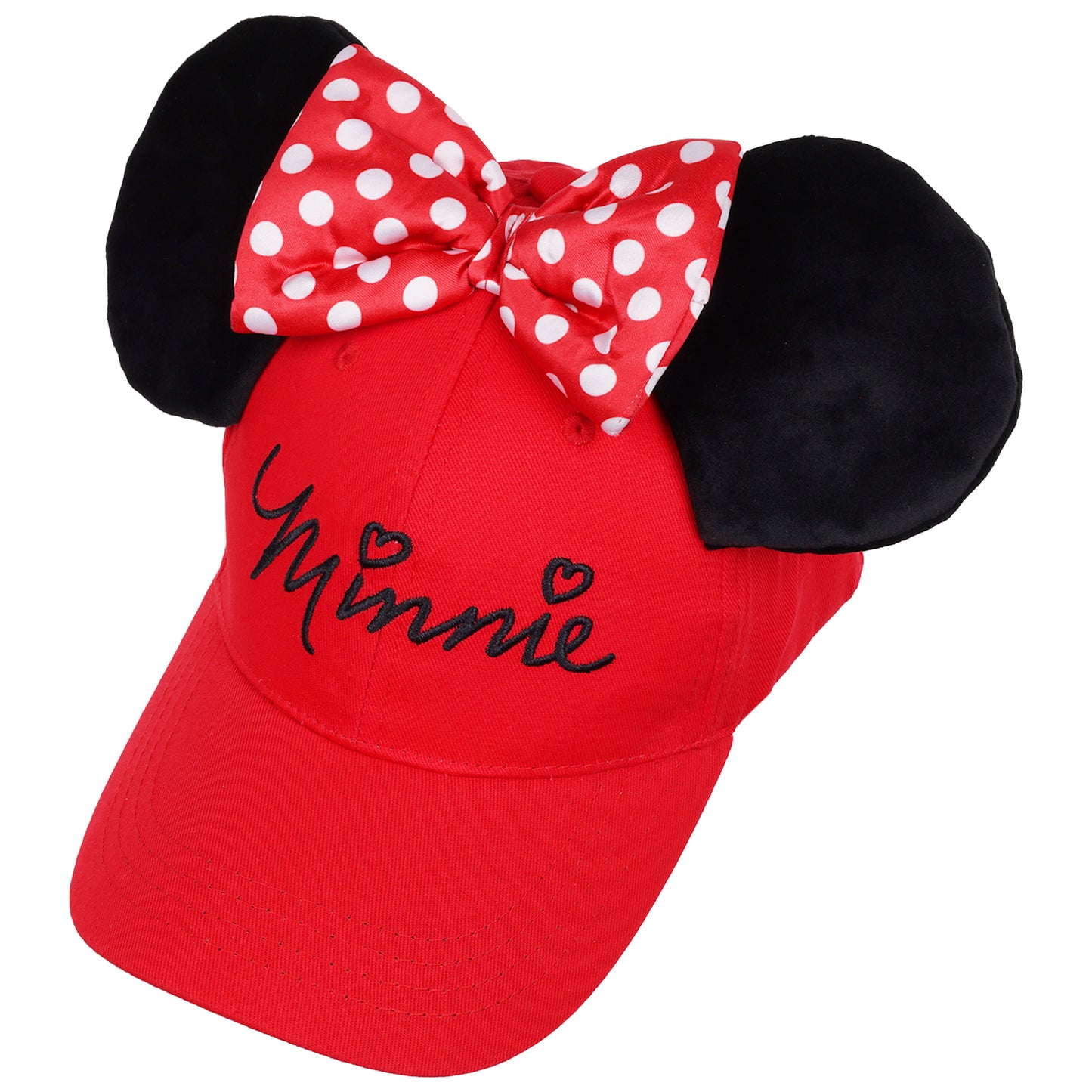 Disney Minnie Mouse 3D Bow Baseball Hat with Ears -Red