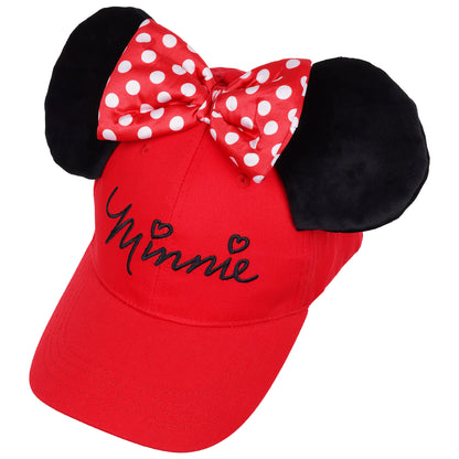 Disney Minnie Mouse 3D Bow Baseball Hat with Ears -Red
