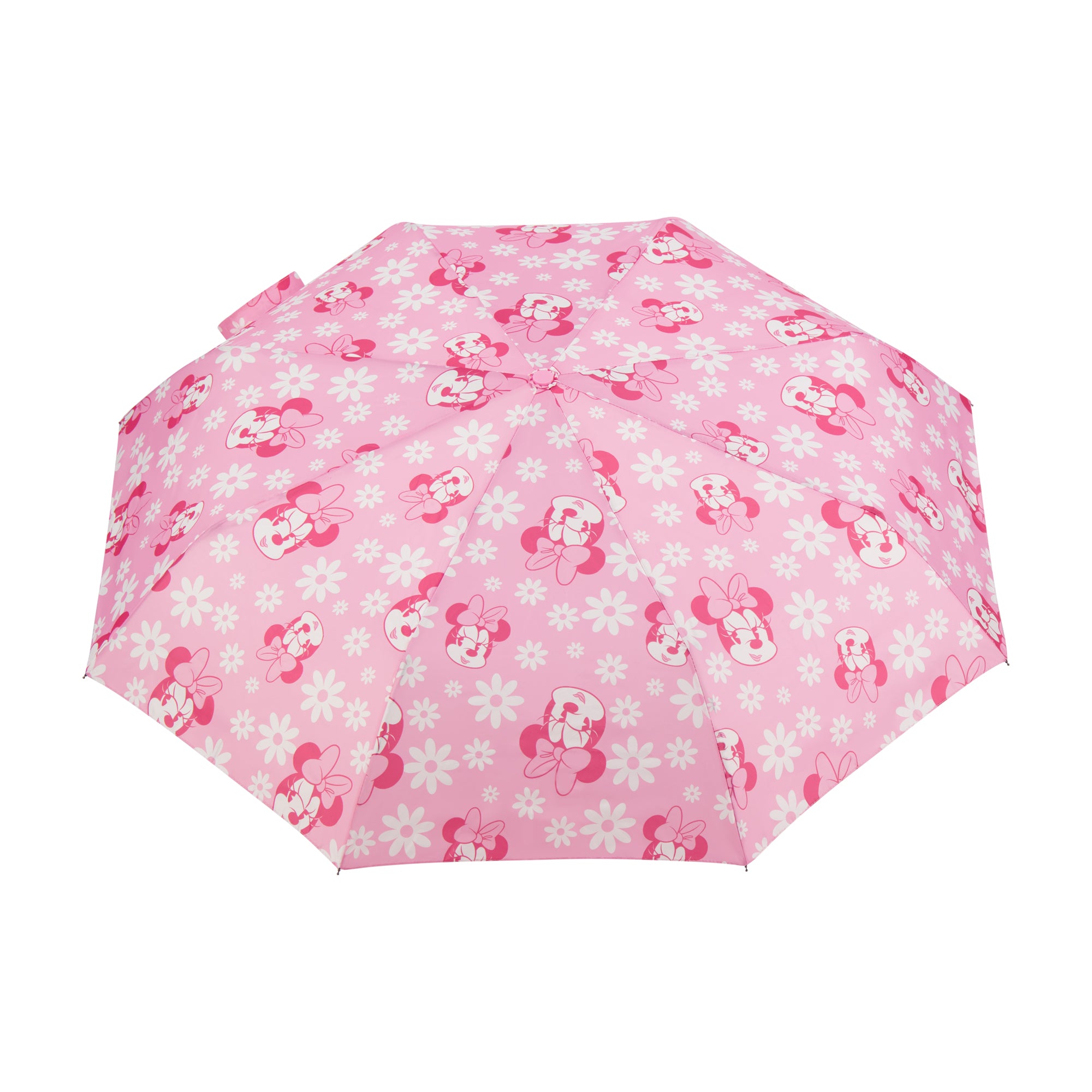 Disney Minnie Mouse All-Pink Floral Umbrella, 39 Inch Arc, Pink – Compact, Lightweight & Travel-Friendly