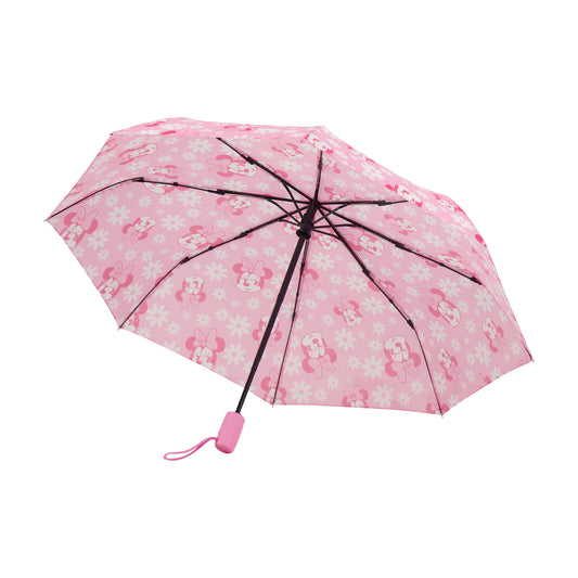 Disney Minnie Mouse All-Pink Floral Umbrella, 39 Inch Arc, Pink – Compact, Lightweight & Travel-Friendly