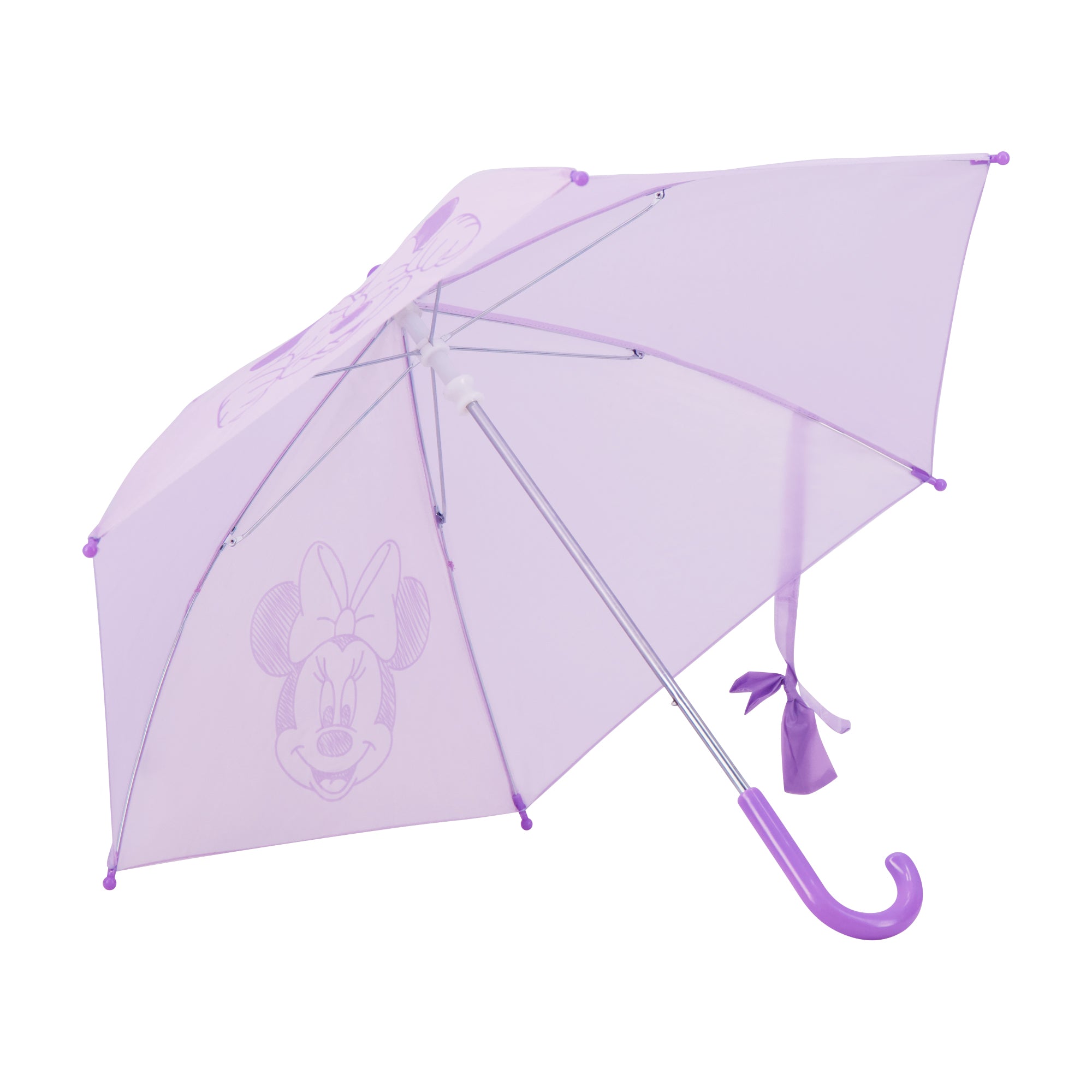 Disney Girls’ Minnie Mouse Lilac Umbrella with Bow Tie Wrap