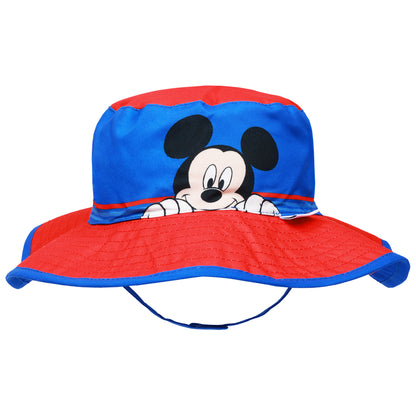 Disney Mickey Mouse Boys’ Sun Hat – Toddler Bucket Hat with Wide Brim and Chin Strap (Ages 3–4)