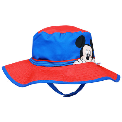 Disney Mickey Mouse Boys’ Sun Hat – Toddler Bucket Hat with Wide Brim and Chin Strap (Ages 3–4)