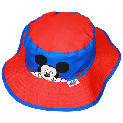 Disney Mickey Mouse Boys’ Sun Hat – Toddler Bucket Hat with Wide Brim and Chin Strap (Ages 3–4)