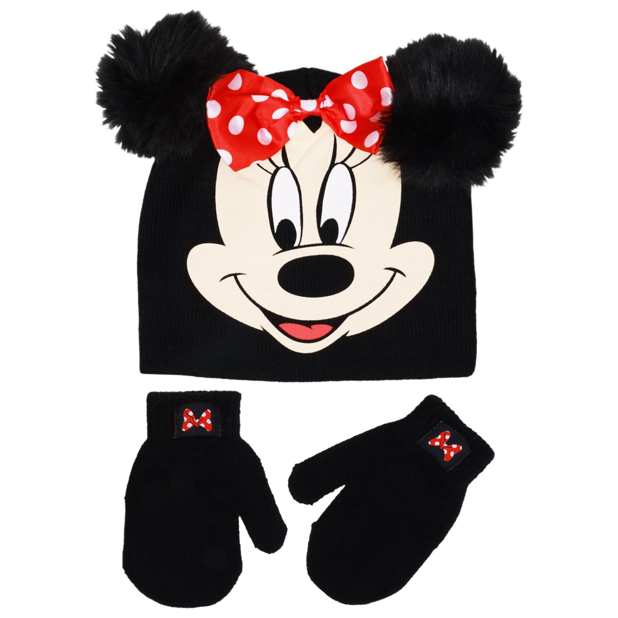 Disney Minnie Mouse Toddler Winter Hat & Mittens Set – Girls Ages 2–4
