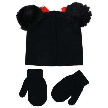 Disney Minnie Mouse Toddler Winter Hat & Mittens Set – Girls Ages 2–4