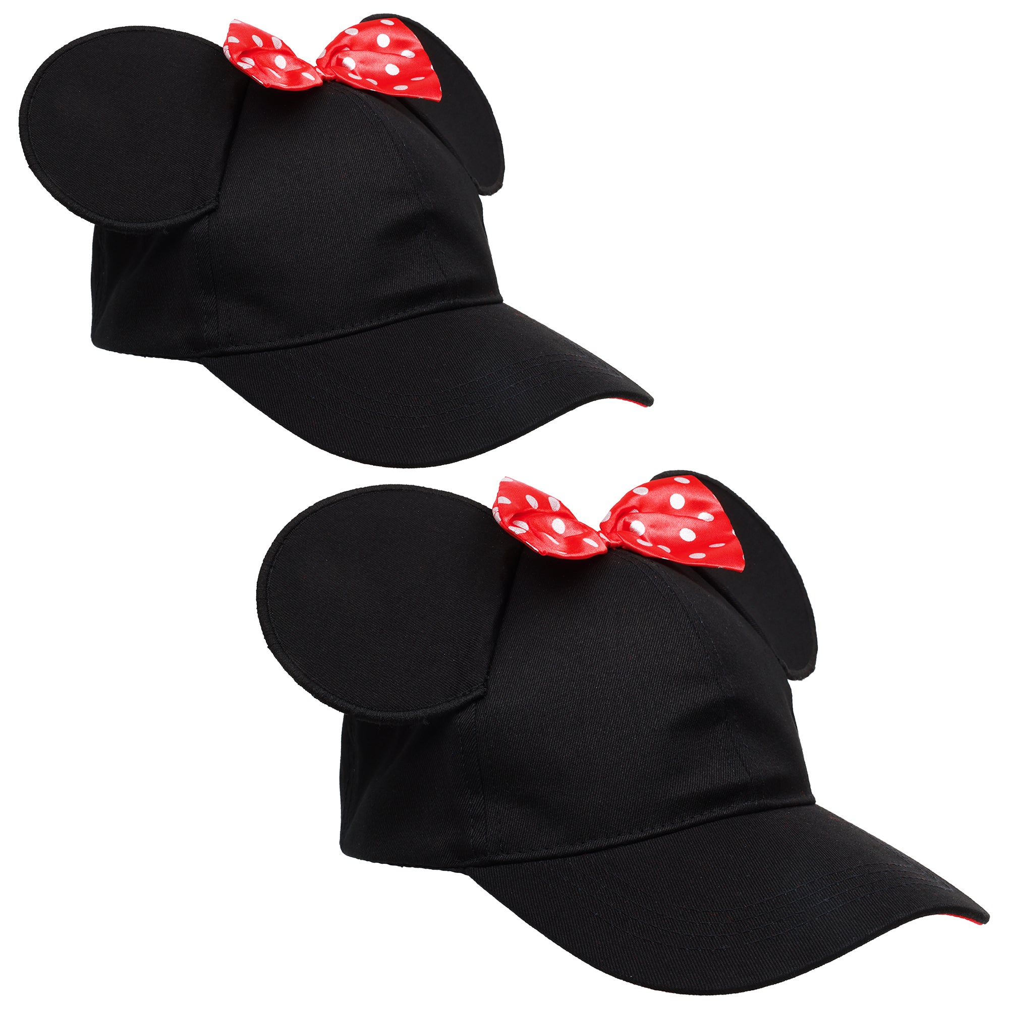 Disney Minnie Mouse Mommy & Me Baseball Cap Set – Girls Adjustable Ears Hat (Ages 4–7)