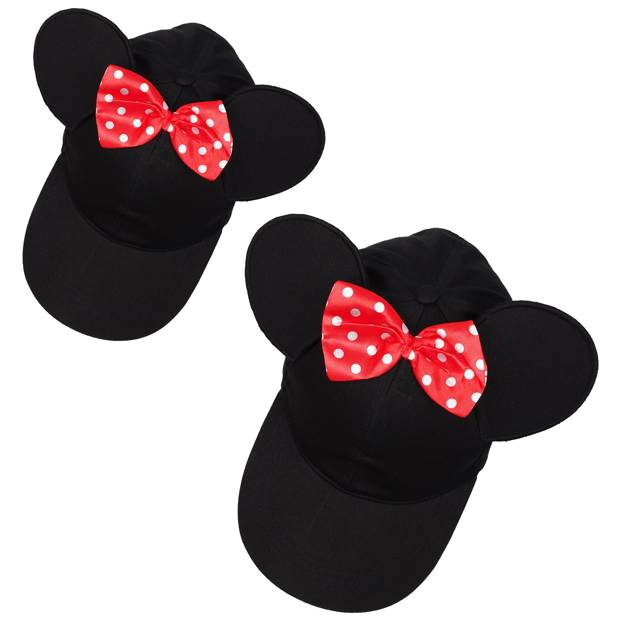 Disney Minnie Mouse Mommy & Me Baseball Cap Set – Girls Adjustable Ears Hat (Ages 4–7)