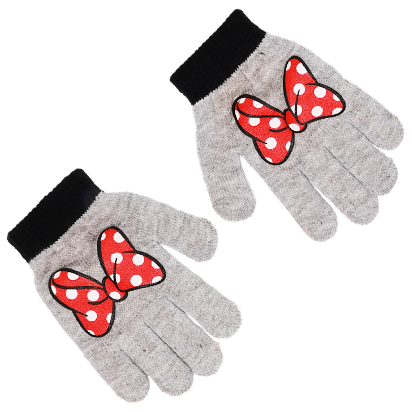 Disney Minnie Mouse Girls Winter Hat with 2 Pairs of Gloves