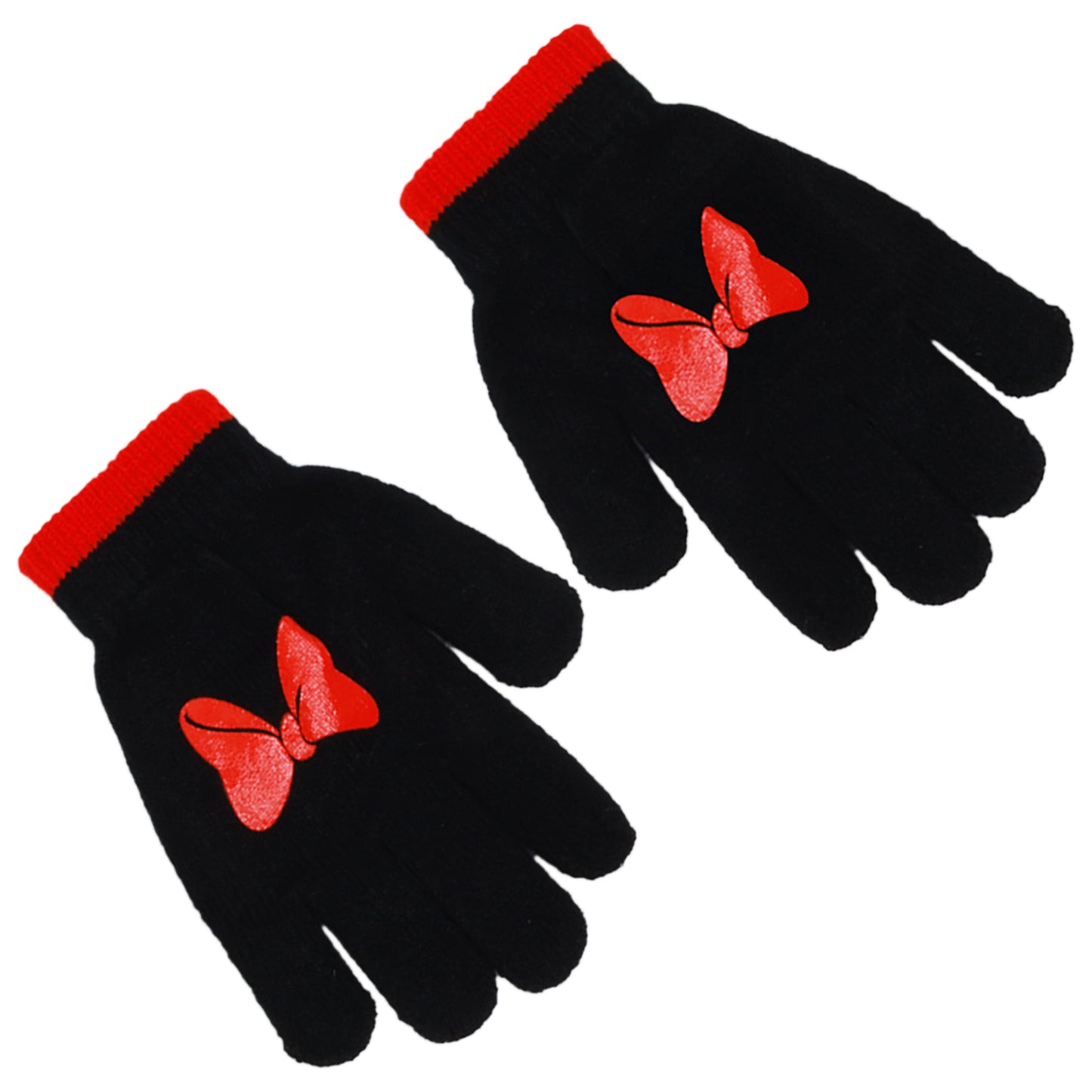 Disney Minnie Mouse Girls Winter Hat, Earmuffs & Gloves Set – Ages 4–7