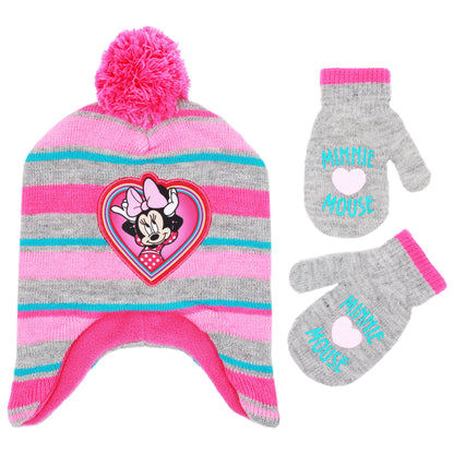 Disney Minnie Mouse Girls’ Toddler Winter Hat & Mittens Set