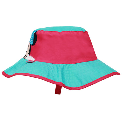 Disney Minnie Mouse Girls’ Wide Brim Sun Hat – Kids Bucket Hat with Chin Strap (Ages 7–8)