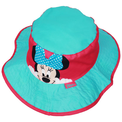 Disney Minnie Mouse Girls’ Wide Brim Sun Hat – Kids Bucket Hat with Chin Strap (Ages 7–8)