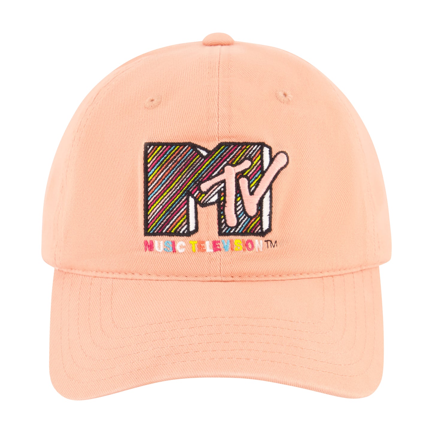 Nick Mtv Diagonal Stripe Logo Dad Cap,Peach