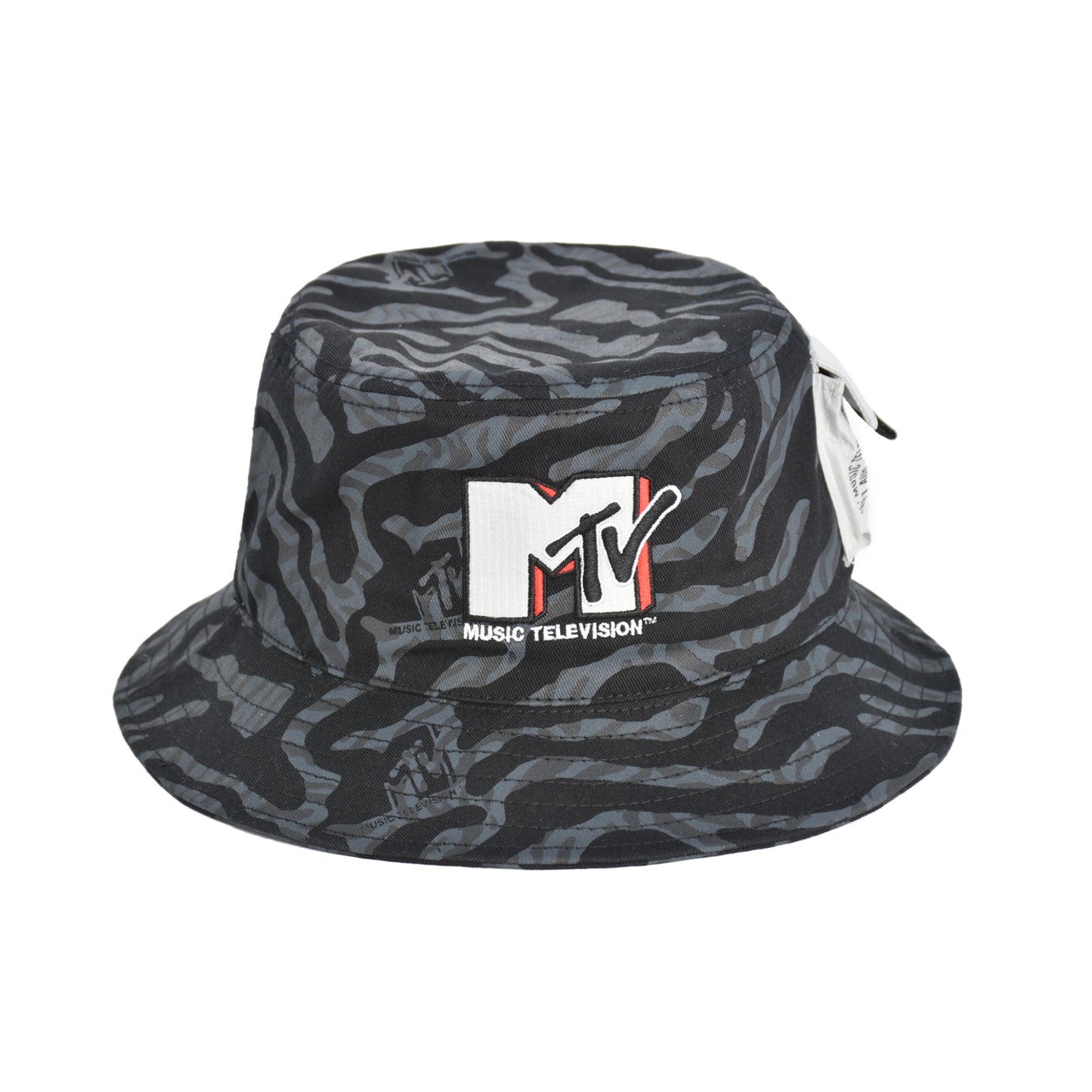 MTV Checkered Logo Bucket Hat, Packable Travel Hat, Wide Brim Summer Hat