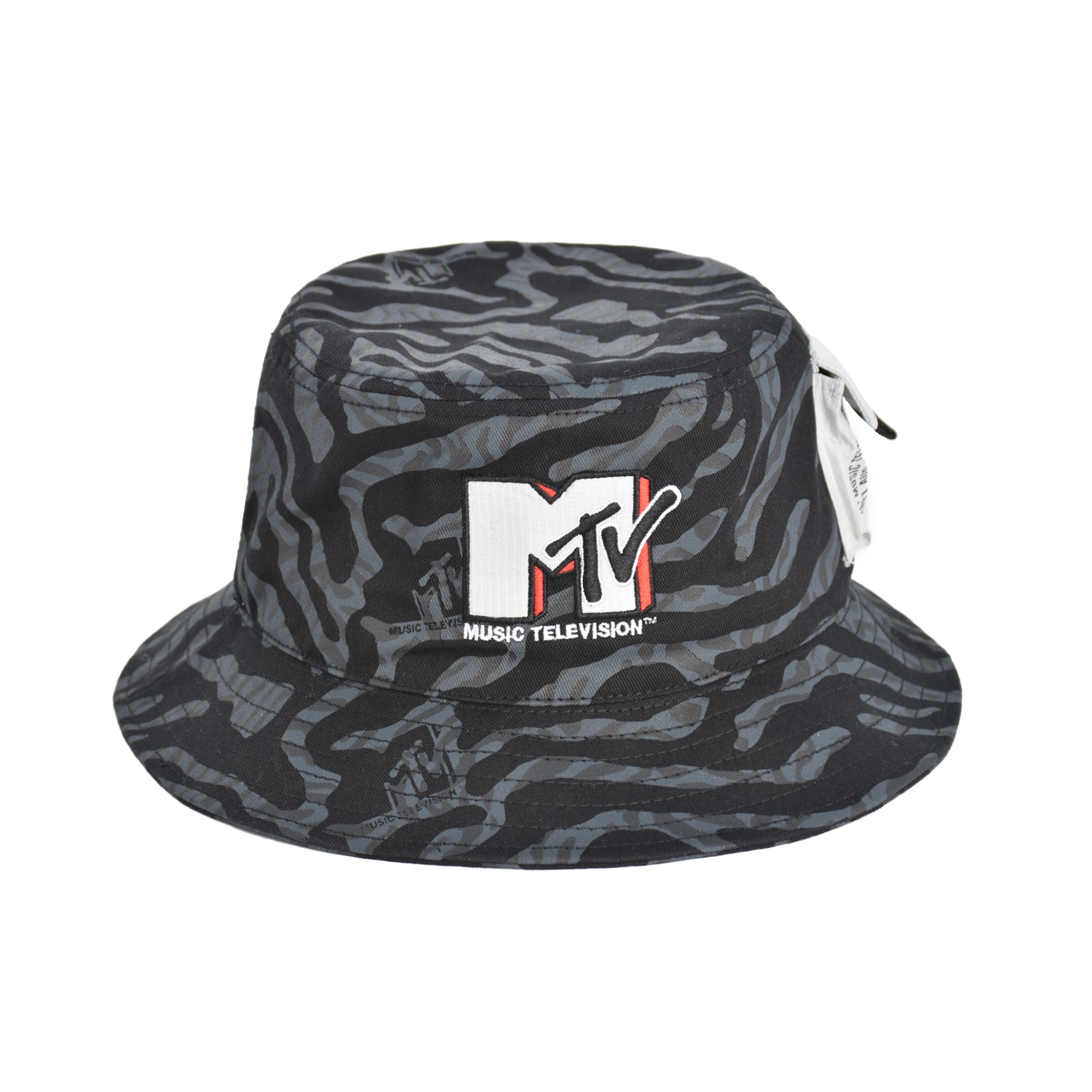 MTV Checkered Logo Bucket Hat, Packable Travel Hat, Wide Brim Summer Hat