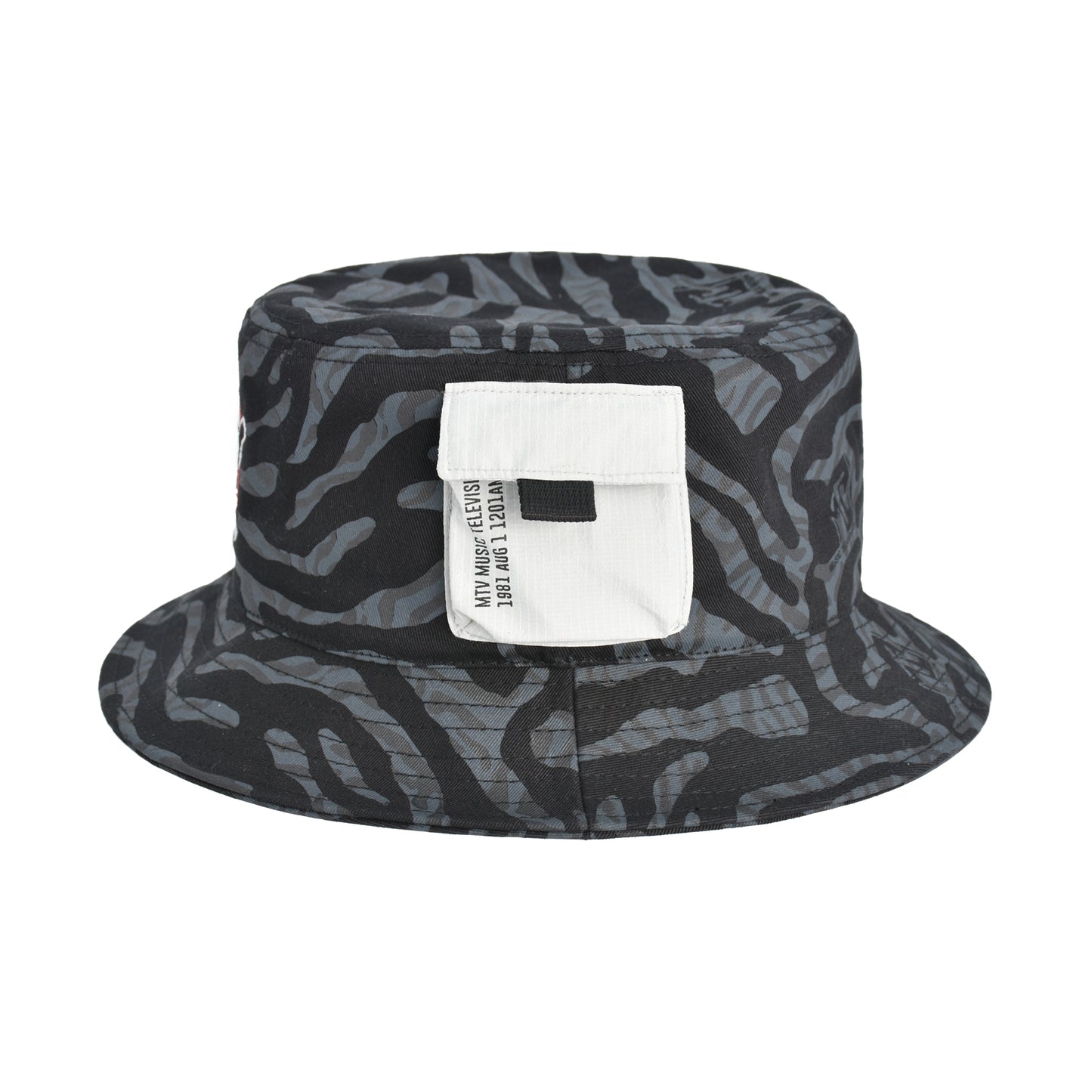 MTV Checkered Logo Bucket Hat, Packable Travel Hat, Wide Brim Summer Hat