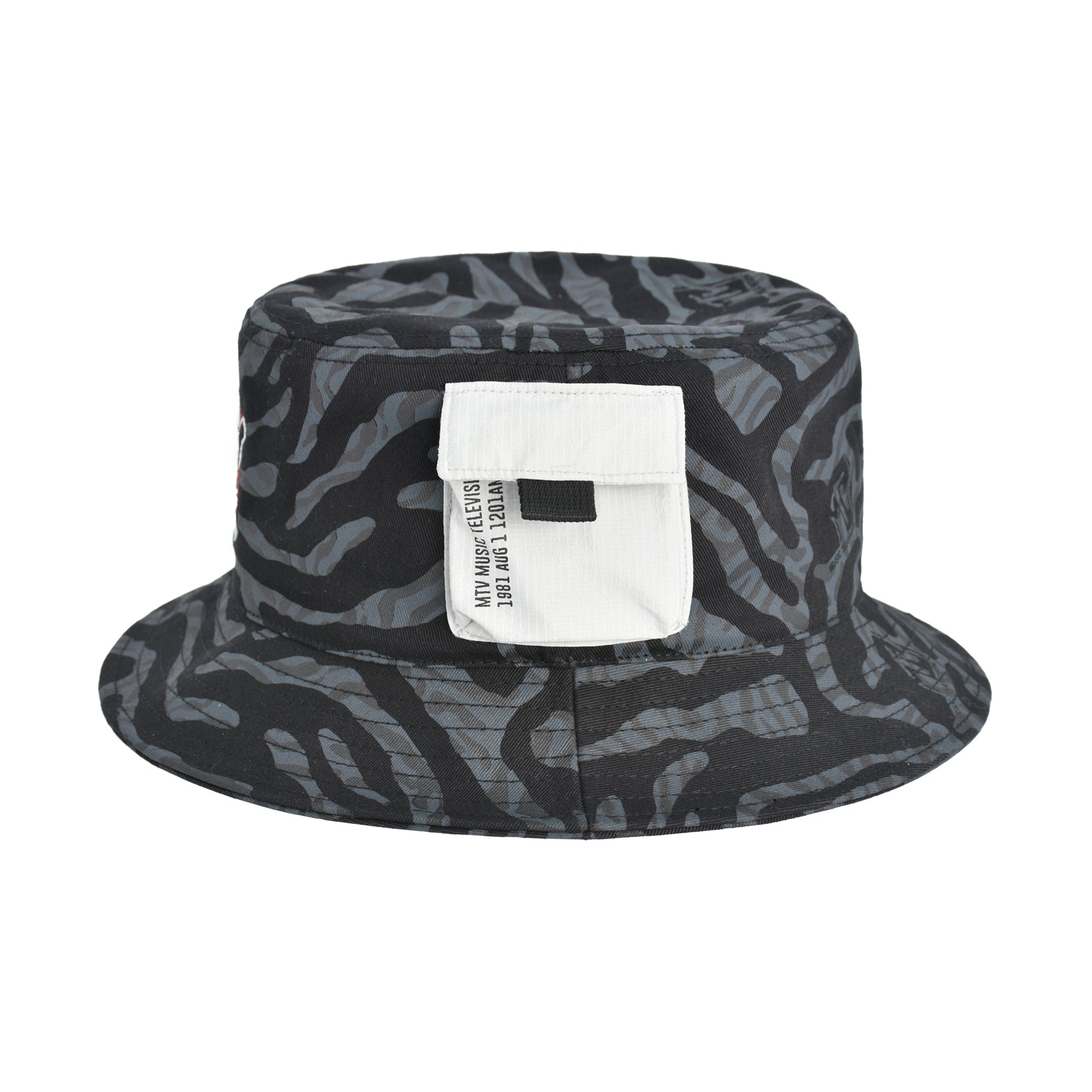 MTV Checkered Logo Bucket Hat, Packable Travel Hat, Wide Brim Summer Hat