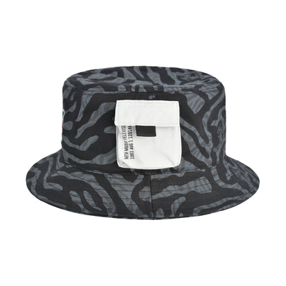 MTV Checkered Logo Bucket Hat, Packable Travel Hat, Wide Brim Summer Hat