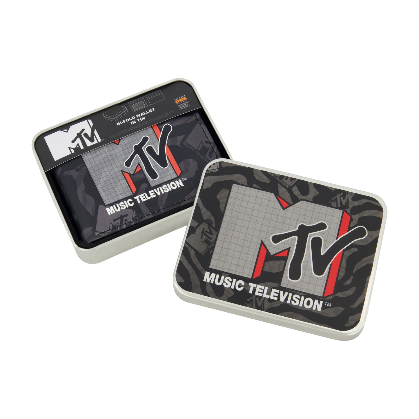 MTV LOGO Bifold Wallet, Slim Wallet with Decorative Tin Unisex