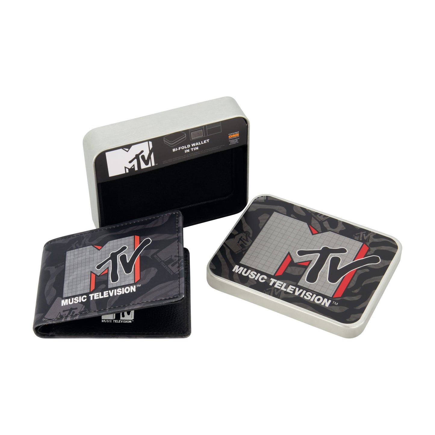 MTV LOGO Bifold Wallet, Slim Wallet with Decorative Tin Unisex