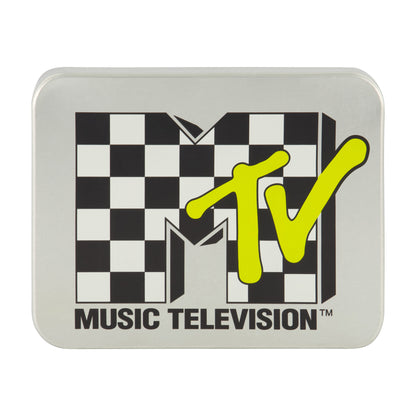 MTV LOGO WITH CHECKERBOARD PATTERN Bifold Wallet, Slim Wallet with Decorative Tin Unisex