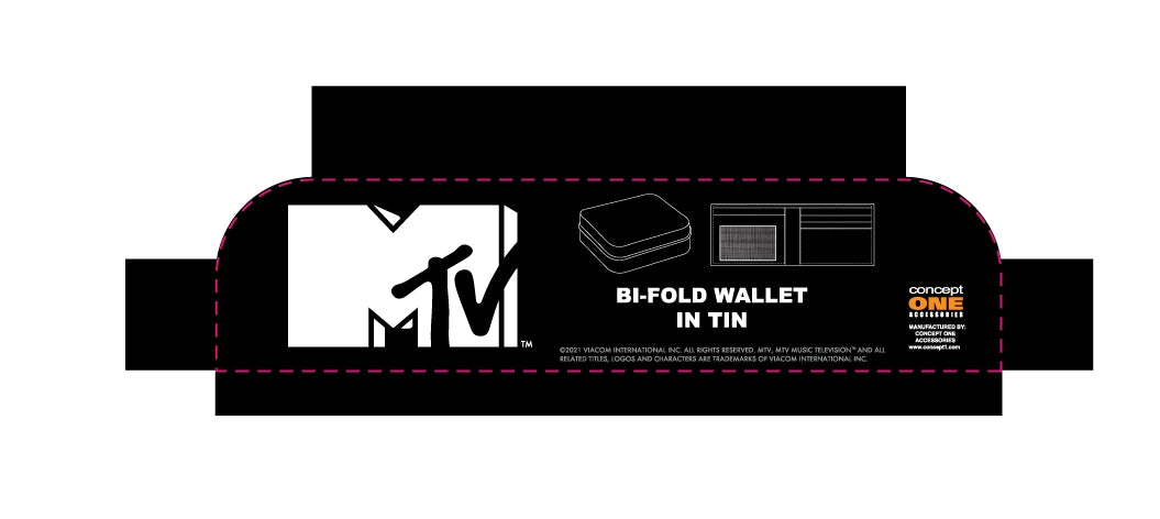 MTV LOGO WITH CHECKERBOARD PATTERN Bifold Wallet, Slim Wallet with Decorative Tin Unisex