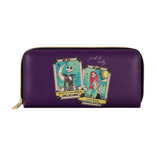 Jack And Sally Star Crossed Lovers Tarot Zip Around Wallet, Purple