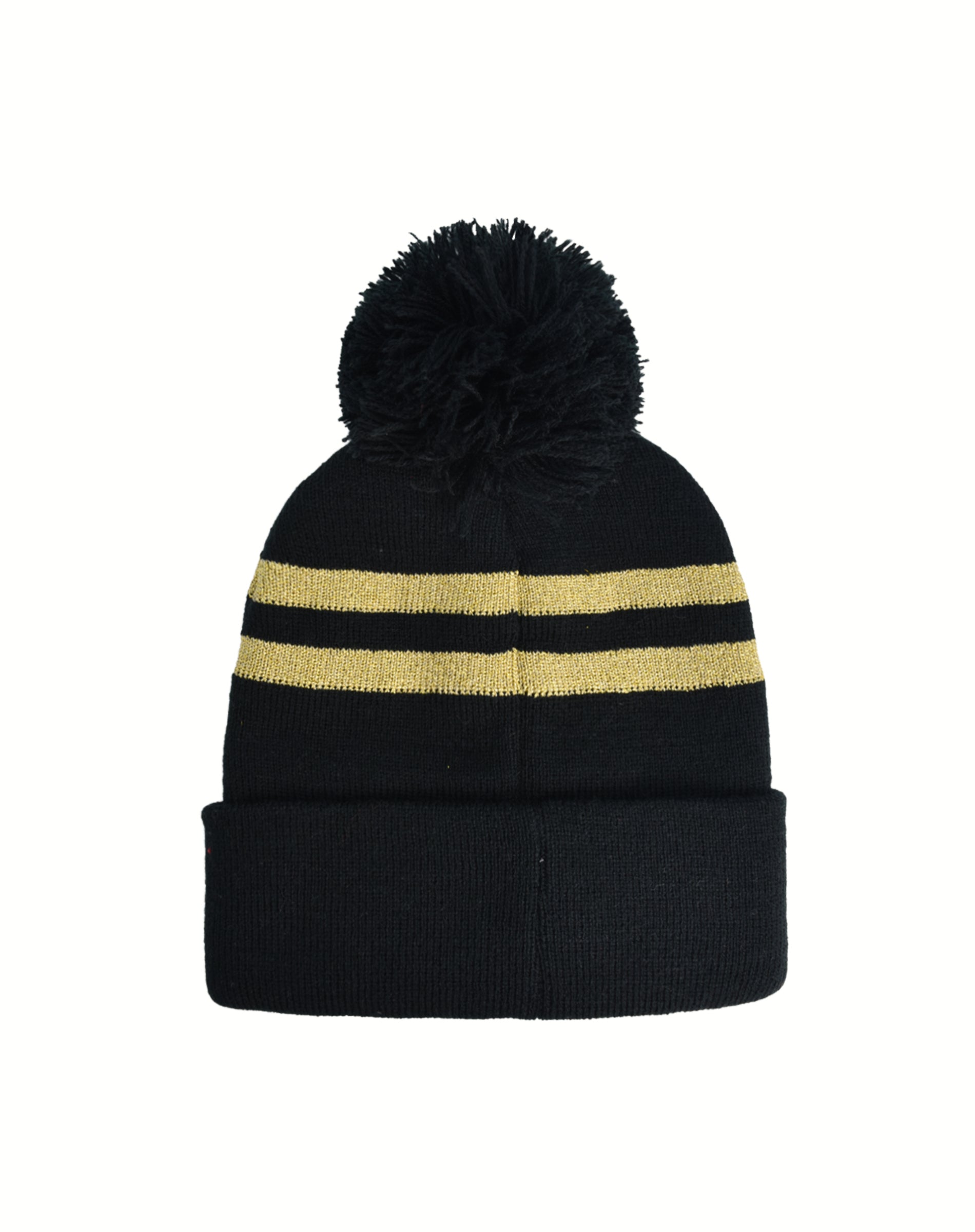 The Witcher Striped Pom Beanie Hat – Embroidered Logo Cuffed Winter Cap