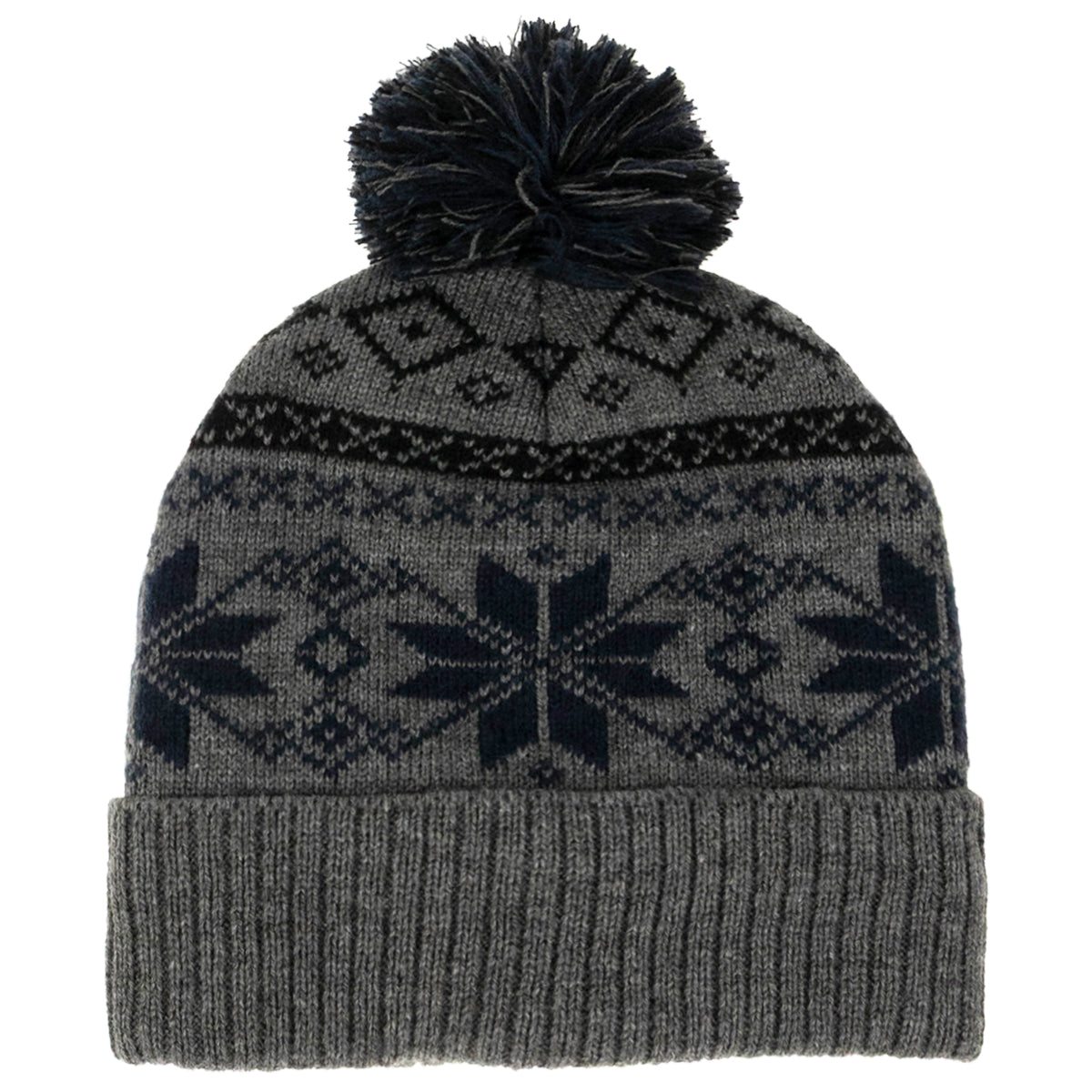 Weatherproof Vintage Fair Isle & Solid Beanie 2-Piece Set – Navy/Gray