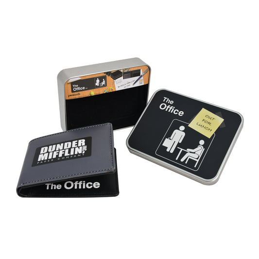 The Office Dunder Mifflin Inc. Paper Company Bifold Wallet in a Decorative Tin Case Multi, Unisex