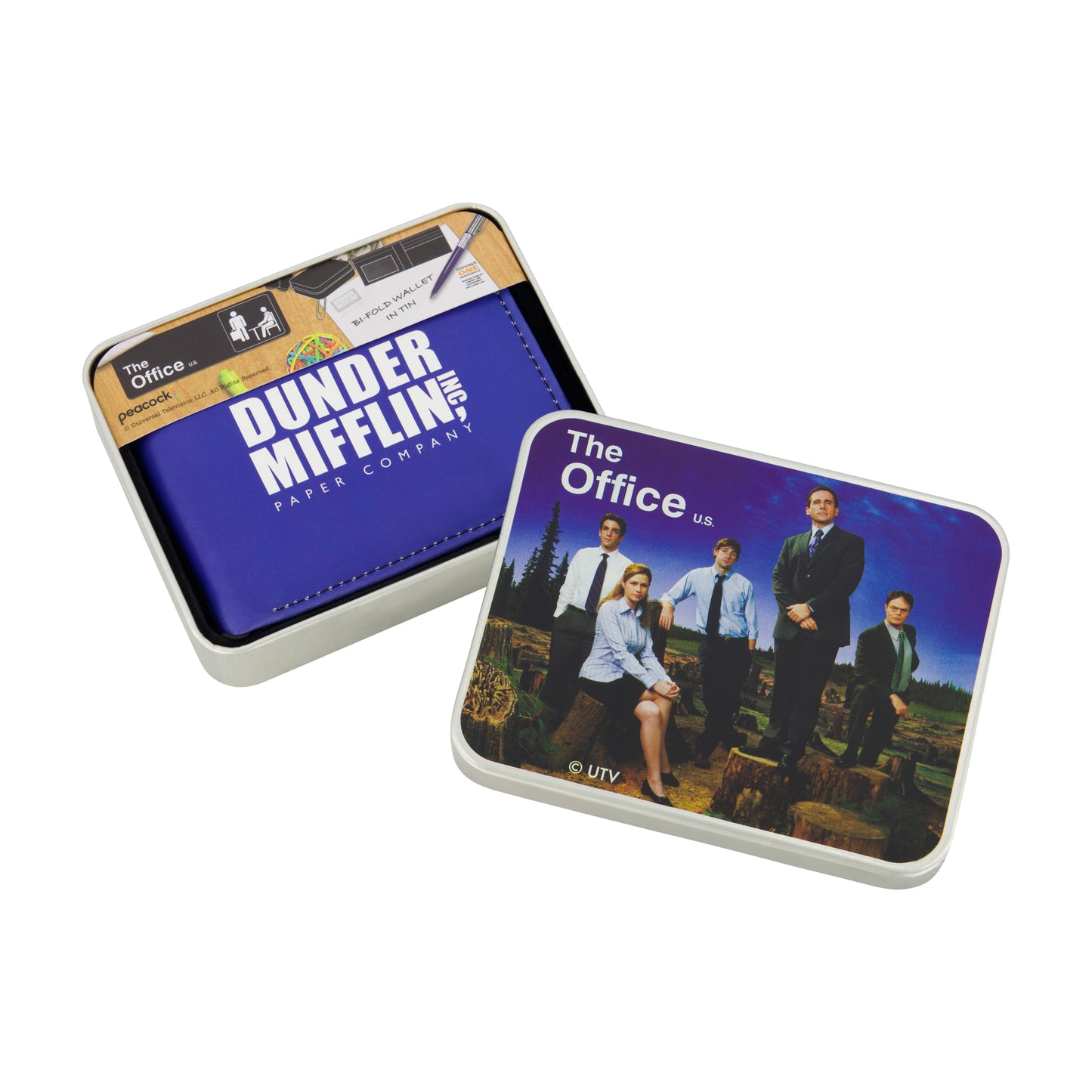 The Office Dunder Mifflin Inc. Paper Company Bifold Wallet, Slim Wallet with Decorative Tin Unisex