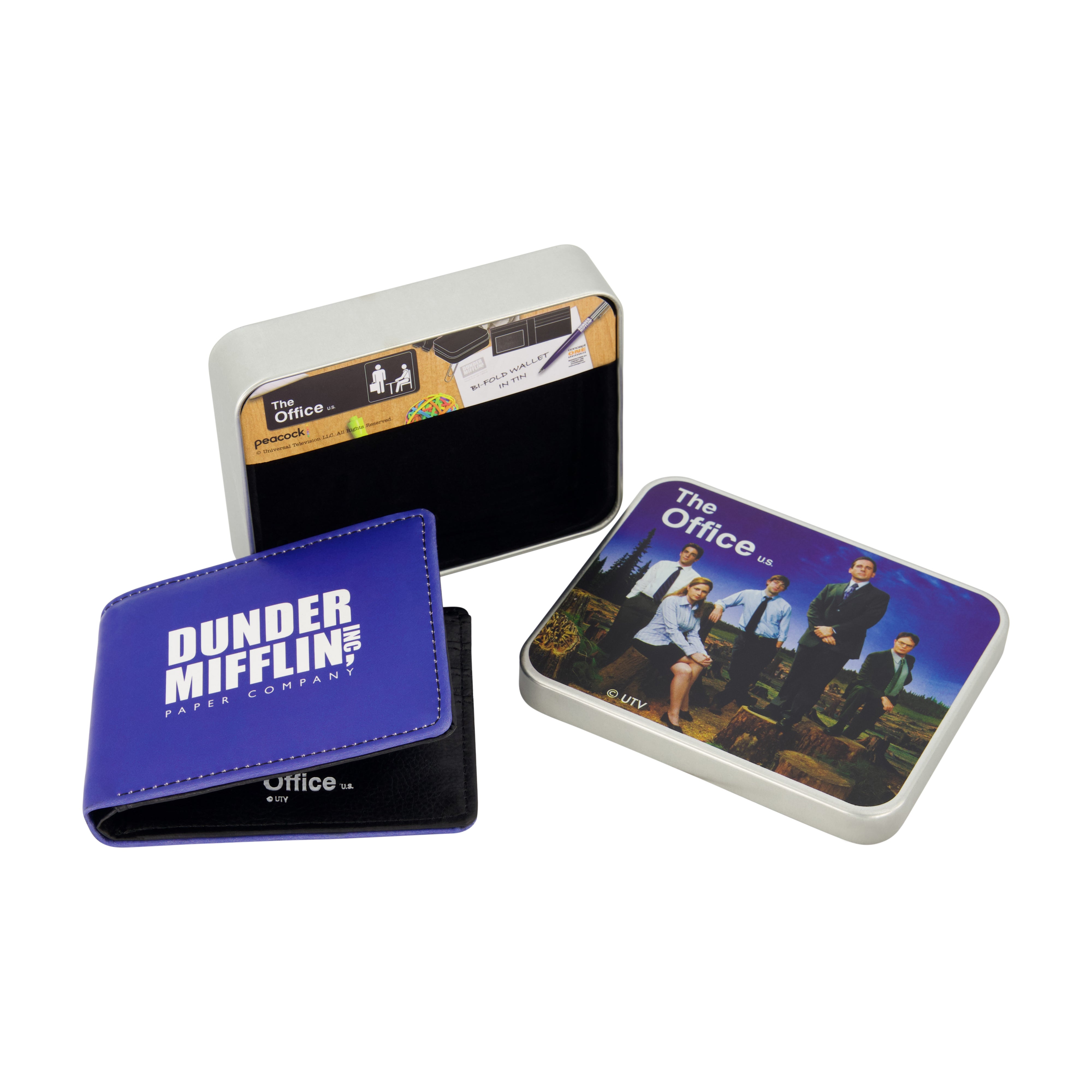 The Office Dunder Mifflin Inc. Paper Company Bifold Wallet, Slim Wallet with Decorative Tin Unisex