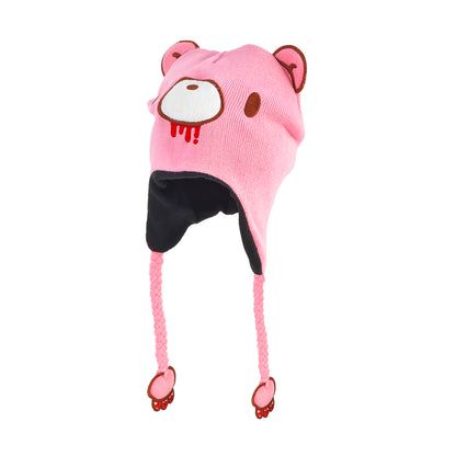 Concept One Gloomy Bear Beanie Hat, Peruvian Winter Knit Cap with 3D Ears and Tassels