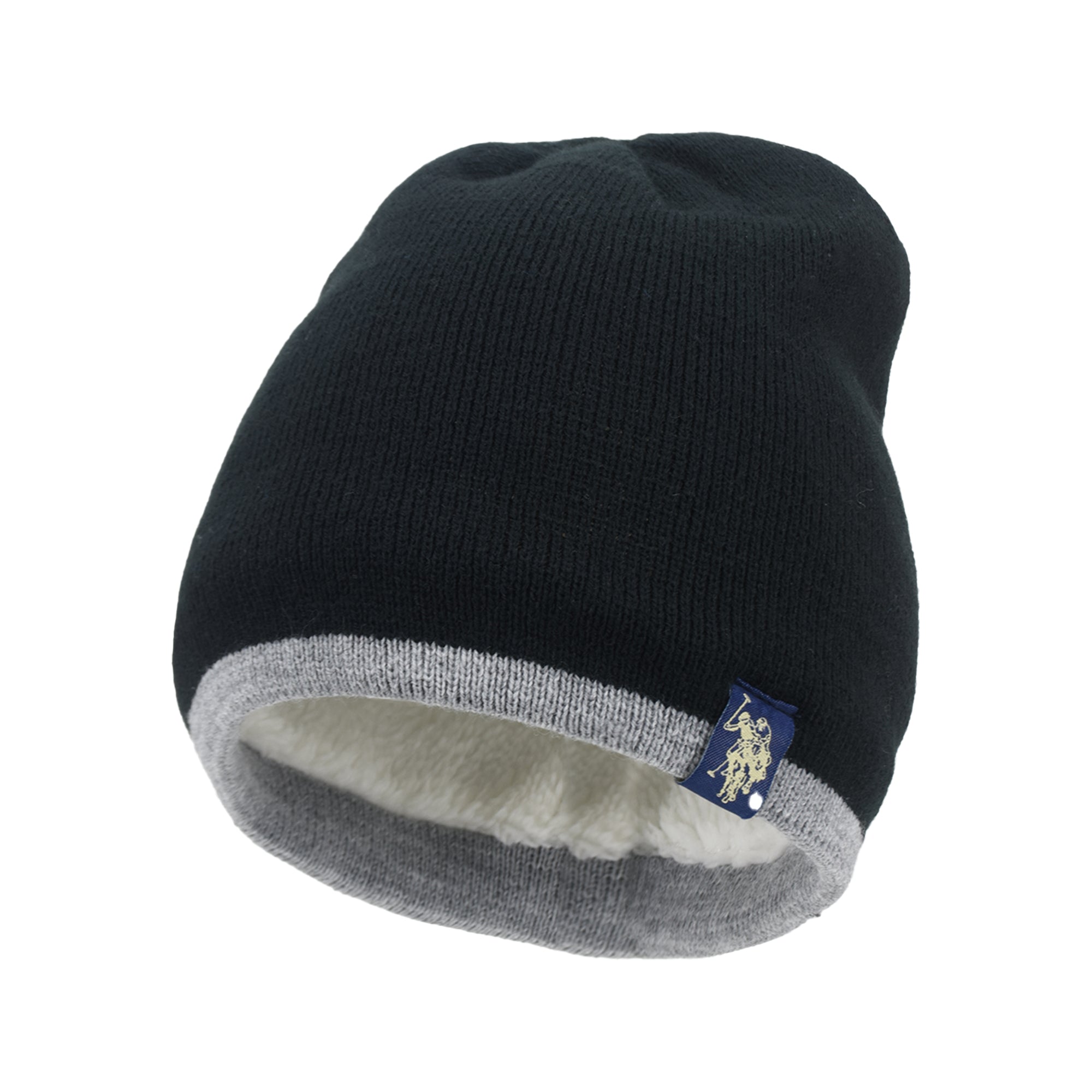USPA FLEECE 2PK BEANIE STRIPED with Sherpa lining.